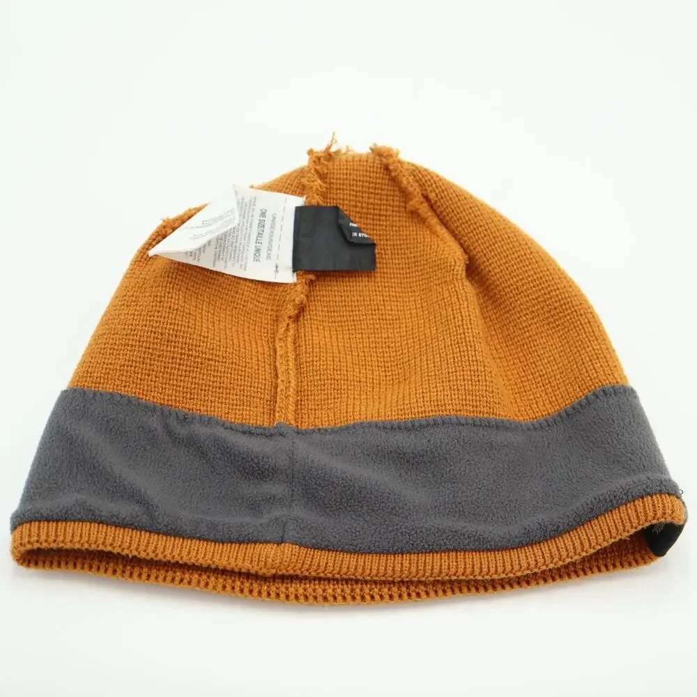 The North Face X Cheetos Mountain Beanie Ribbed Fleece Lined Timber Tan Logo